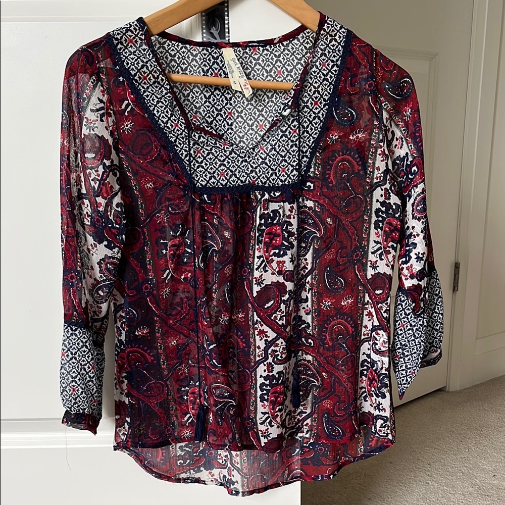 Paisley Print Sheer Women's Top